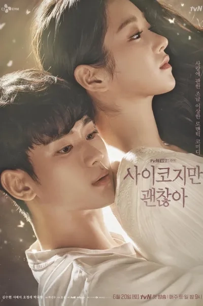 Pôster do dorama It’s Okay to Not Be Okay com casal protagonista em drama romântico coreano sobre trauma emocional e cura na Coreia do Sul.